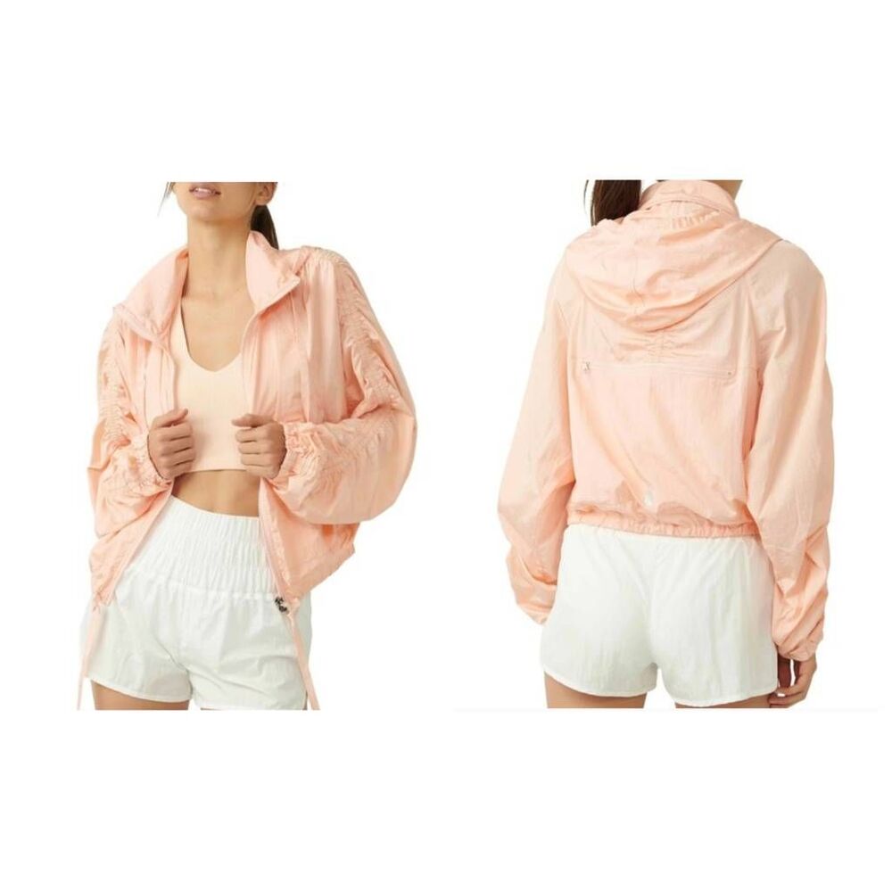 Free People FP Movement Way Home Packable Jacket Peach Athletic Outdoor Hiking